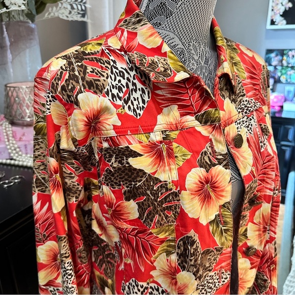 Easy Spirit Tropical Floral Print Stretch Jacket Women’s Medium - Picture 7 of 16